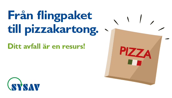 En bild som visar en pizzakartong med italiensk flagga och ordet pizza på.