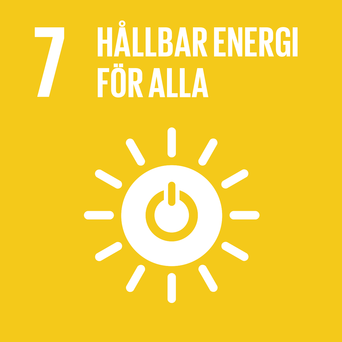 En illustration av FNs 7e globala mål med texten hållbar energi för alla